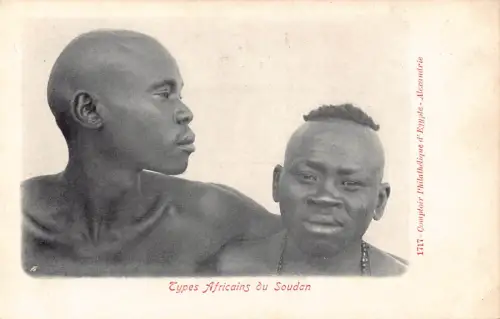 B635 Sudan Typen Africains du Soudan Native Men Ethno Vintage Postkarte
