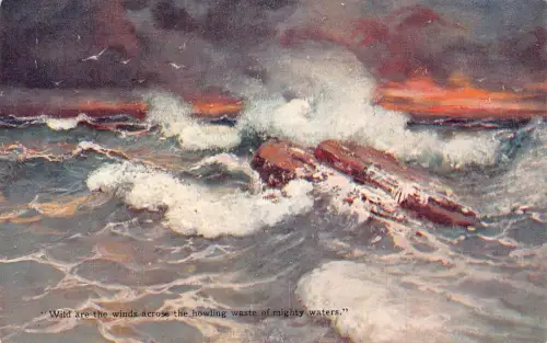 A719 Valentines Artotype Sea Waves Wild sind Winde über heulende Postkarte