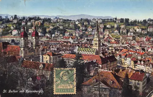 Schweiz 1926 St. Gallen mit Rosenberg alte Postkarte