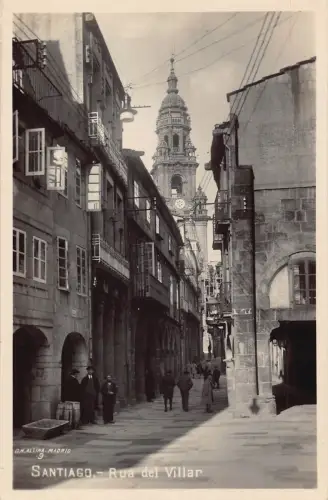 Spanien Santiago Rua del Villar Vintage Postkarte