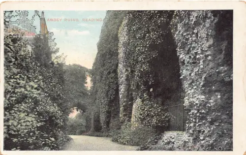 A887 England Abbey Ruins Reading Vintage Postkarte