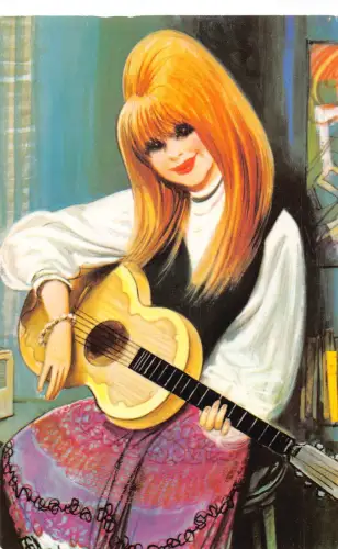 A733 Bamforth Taylor Tots Serie Rothaariges Mädchen spielt Gitarre Musiker Postkarte