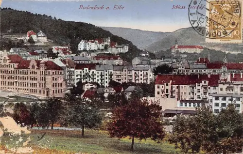 L141 Tschechien 1921 Bodenbach a Elbe Decin Schloss Tetschen Vintage Postkarte