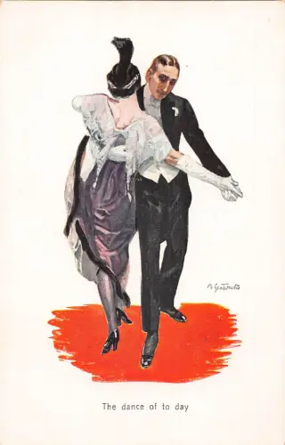 L480 Glamour Paar tanzt Tango signiert B Gesturitz? alte Postkarte