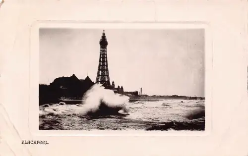 A741 England 1908 Blackpool Sea Waves Leuchtturm Passepartout Postkarte