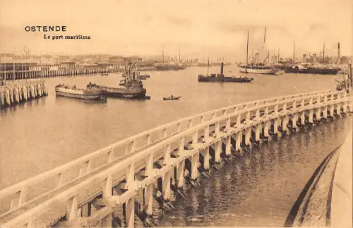 A747 Belgien Ostende Hafen Seehafen Vintage Postkarte