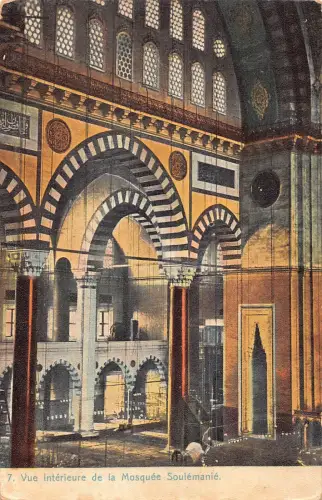 A749 Türkei Istanbul Vue Interieure Moschee Soulemanie Interieur Vintage Postkarte