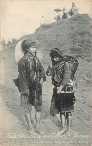 L482 Myanmar Burma Katchin Mann und Frau Ethno Vintage Postkarte