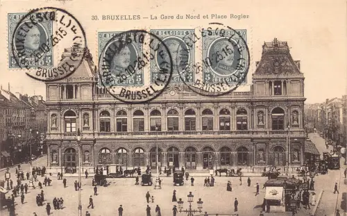 Belgien 1926 Brüssel Gare du Nord Place Rogier Bahnhof Postkarte