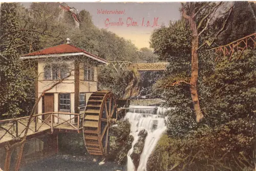 A888 England 1924 Waterwheel Groudle Glen Isle of Man Watermill Vintage Postkarte