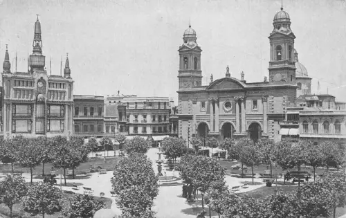 B036 Uruguay Montevideo Square Ansicht Vintage Postkarte