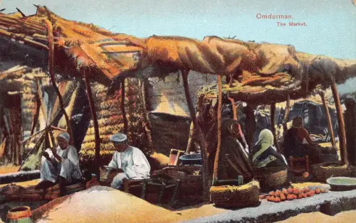 B035 Sudan Omdurman The Market Sellers Natives Vintage Postkarte
