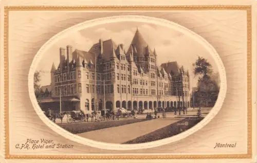 A755 Kanada Montreal Place Viger Hotel Bahnhof Kutsche Passepartout Postkarte