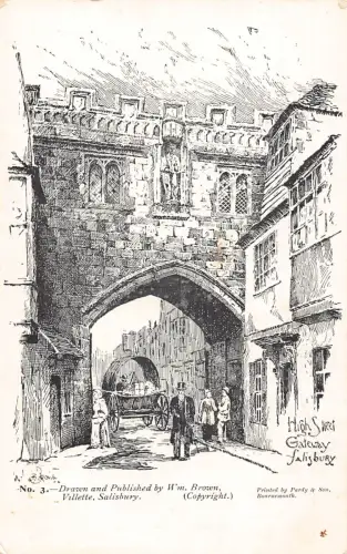 A771 England Salisbury High Street Gateway Kunst von Wm Brown Vintage Postkarte