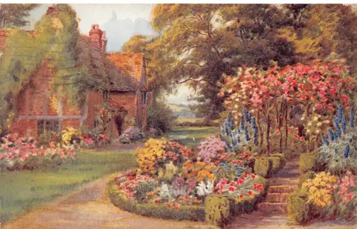 A772 England 1931 Salford Cottage Flower Garden Vintage Postkarte