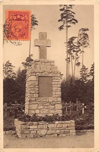 Lettland 1927 Mitau Ehrenfriedhof Kreuz Denkmal Vintage Postkarte