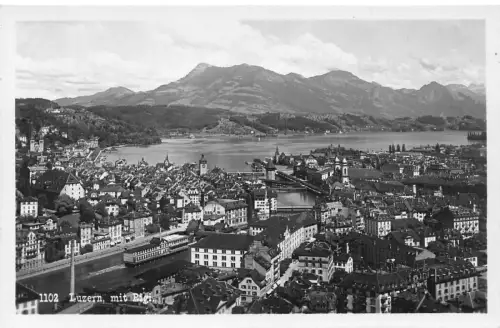 A759 Schweiz Luzern mit Rigi Gesamtansicht Vintage Postkarte