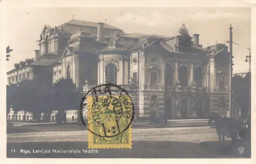 Lettland 1926 Riga Latvijas Nacionalais Teatrs Theater RPPC Vintage Postkarte