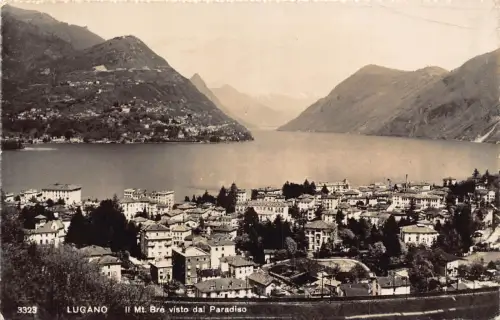 A759 Schweiz 1957 Lugano Mt Bre visto dal Paradiso RPPC Vintage Postkarte