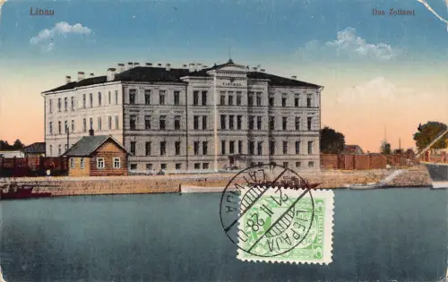 Lettland 1928 Libau Liepaja Das Zollamt Zollamt Vintage Postkarte