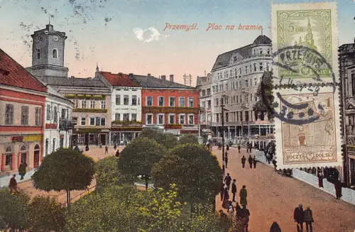 Polen 1927 Przemysl Plac na bramie Platz Philatelistisches Interesse Postkarte
