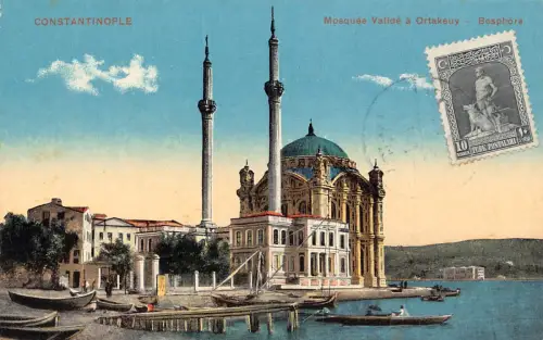 Türkei Istanbul Konstantinopel Moschee Valide a Ortakeuy Bospor Postkarte