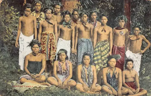 L483 Samoa Samoan Familie Ethno Vintage Postkarte