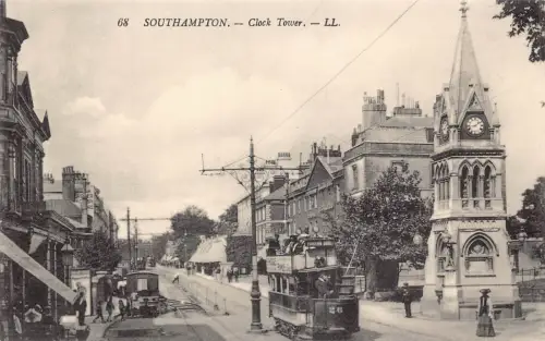 L482 England Southampton Clock Tower Straßenbahn Vintage Postkarte