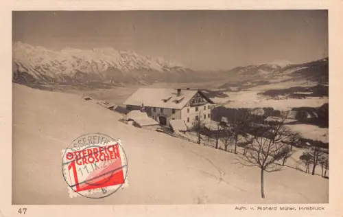 Österreich Innsbruck Nockhof gegen Unterinntal Berg Schnee Postkarte
