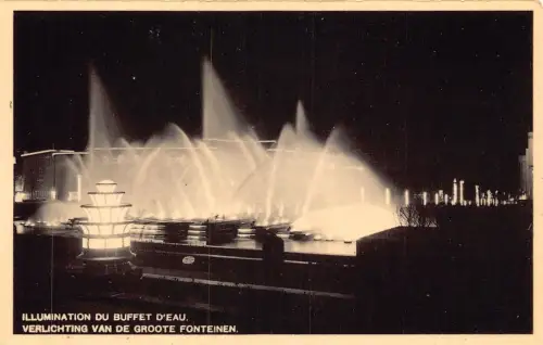 A088 Belgien Illumination Du Buffet D'Eau bei Nacht Brunnen Brüssel Postkarte