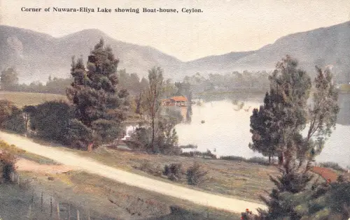 A778 Ceylon Sri Lanka Ecke Nuwara Eliya See zeigt Bootshaus Postkarte