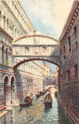 A085 Italien Venezia Venedig Brücke Ponte dei Sospiri Gondeln Vintage Postkarte