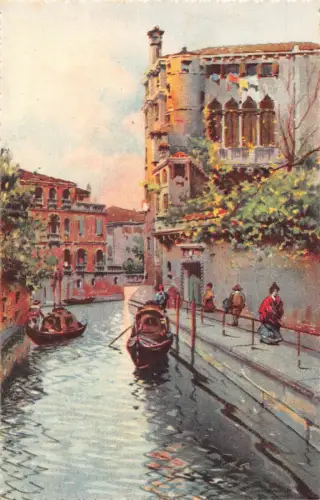 A085 Italien Venezia Venedig Rio delle Maravegie Gondeln Vintage Postkarte
