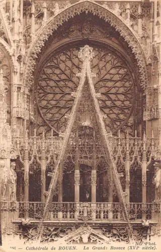 C088 Frankreich Kathedrale de Rouen La Grande Rosace Vintage Postkarte