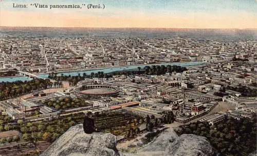 L331 Peru Lima Vista Panoramica Vintage Postkarte