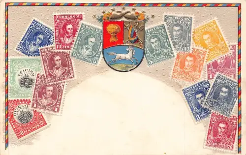 L333 Venezuela Wappen Briefmarken geprägt ungeteilt alte Postkarte