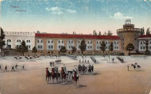 B051 Polen Posen Posen Kernwerk Kaserne Soldaten Ausbildung 1916 Feldpostkarte