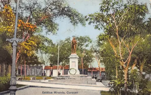 L333 Venezuela Miranda Statue Caracas Vintage Postkarte