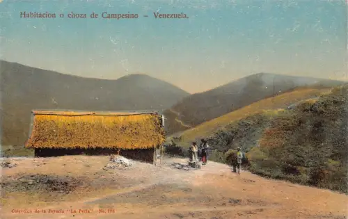 L333 Venezuela Habitacion o choza de Campesino Hut Vintage Postkarte