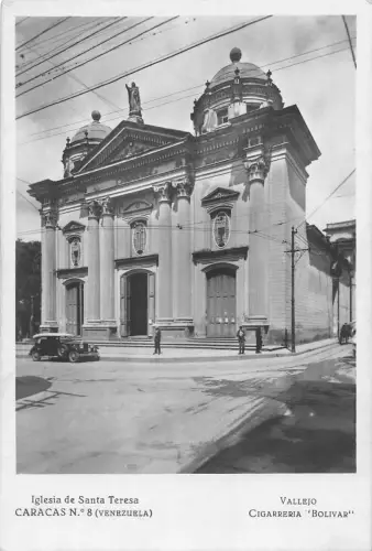 L333 Venezuela Iglesia de Santa Teresa Caracas Vallejo Cigarreria Auto Postkarte