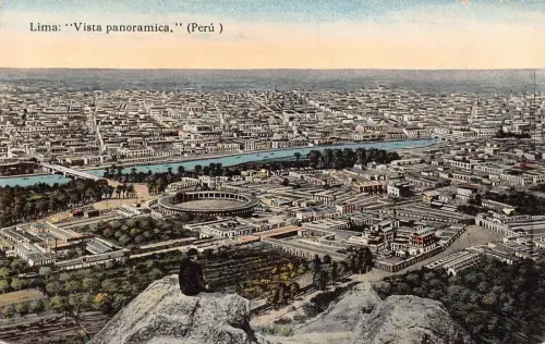 L331 Peru Lima Vista Panoramica Panoramablick Vintage Postkarte