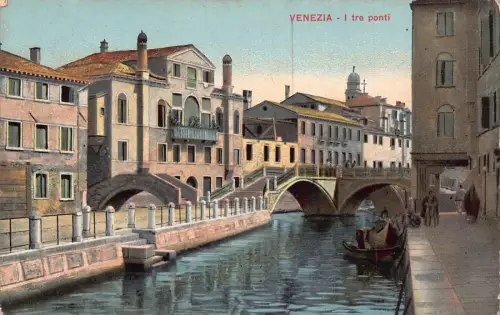 Italien 1910 Venezia Venedig I Tre Ponti Brücke Vintage Postkarte