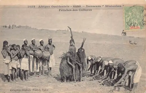 A902 Sudan 1907 Miniankas Dancers Feetiches des Cultures Ureinwohner Ethnische Postkarte