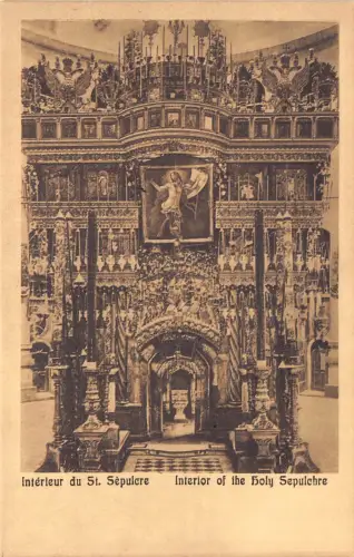 B066 Israel Jerusalem Innenraum des Heiligen Grabes Vintage Postkarte