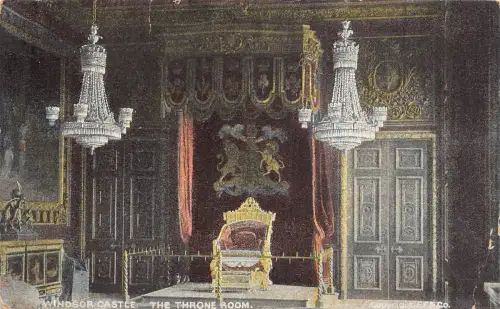 B065 England 1906 Windsor Castle Thronsaal Vintage Postkarte