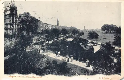 B065 England 1906 Harrogate Prospect Hotel and Stray Vintage Postkarte