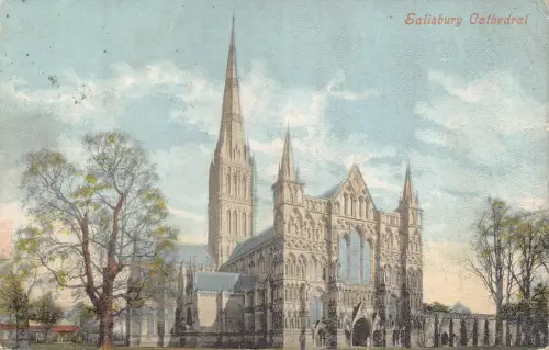 B064 England Salisbury Cathedral 1904 Vintage Postkarte