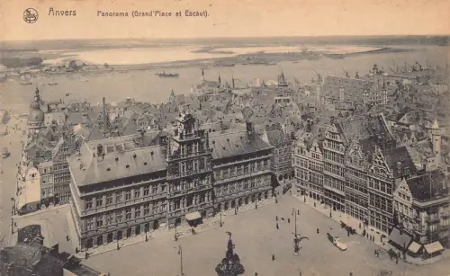 A903 Belgien Anvers Antwerpen Panorama Grand Place et Escaut Postkarte