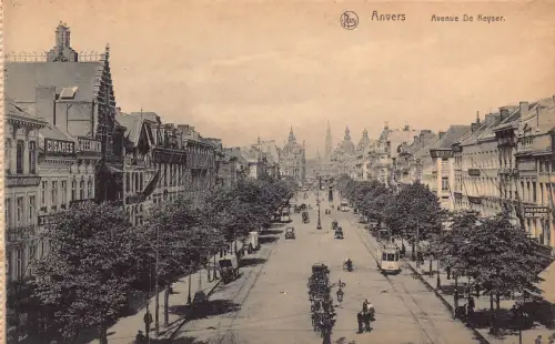 A903 Belgien Anvers Antwerpen Avenue de Keyser Straßenbahn Zigarren Greenwich Postkarte