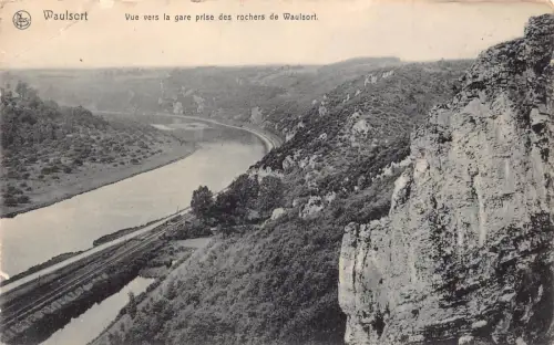 A903 Belgien Waulsort Vue Vers gare prise des Rochers Vintage Postkarte